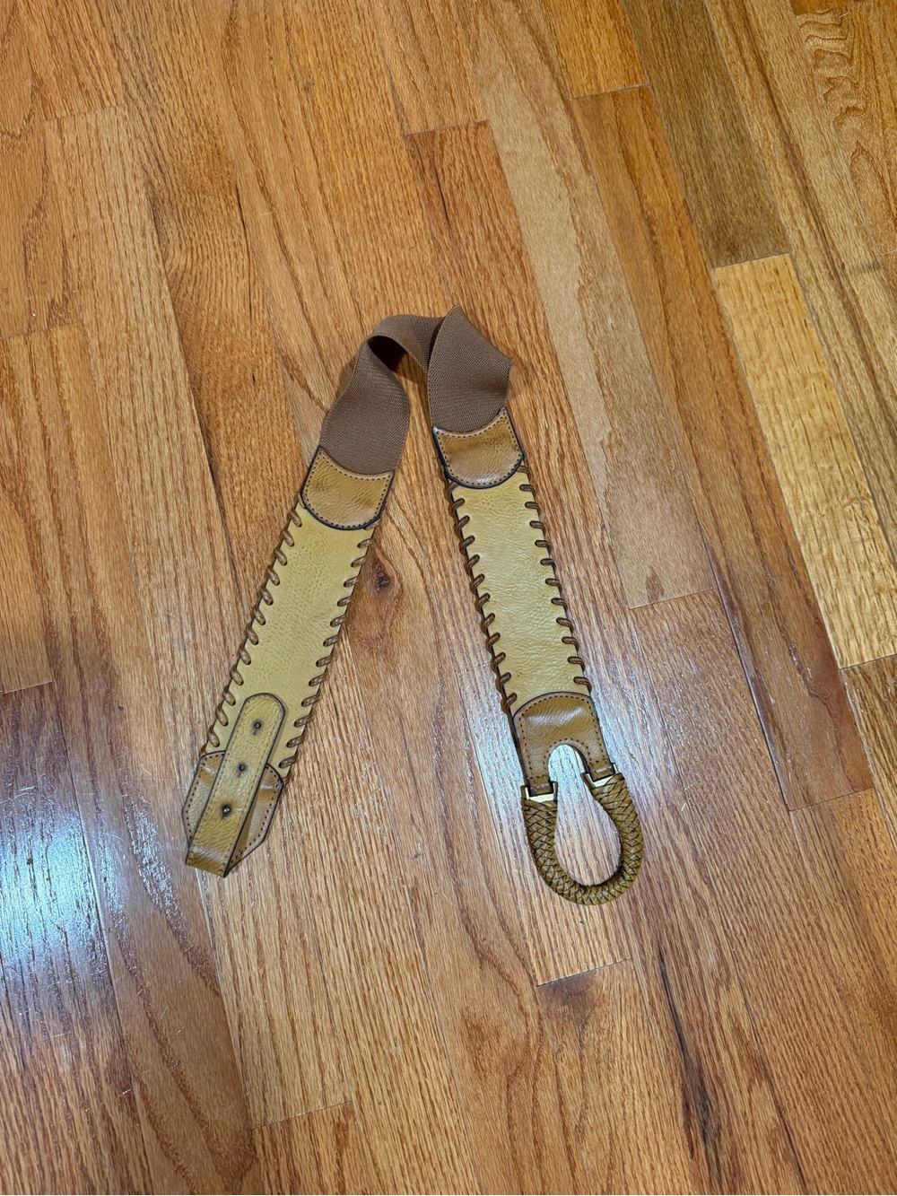 Men's Leather-Woven Loop Stretch Belt in Tan